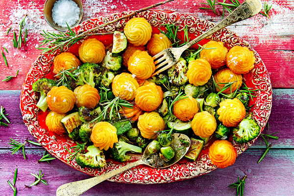 Afbeelding recept Feestelijke groenten & duchesses met rozemarijn