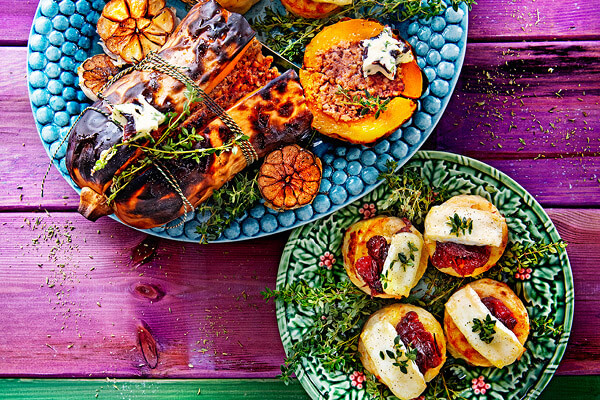 Afbeelding recept Pompoenrollade met walnootgehakt en cranberrygratins