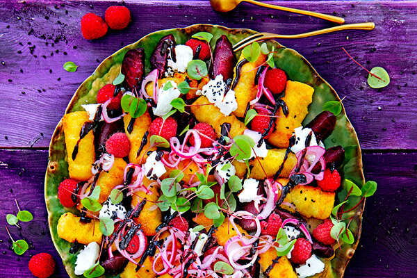 Afbeelding recept Aardappelkroketjes met geroosterde biet & geitenkaas