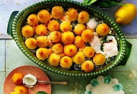 Duchesse schotel met spinazie en zalm