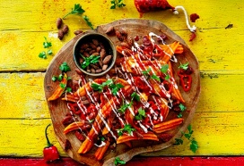 Bravas-style & chorizo loaded fries